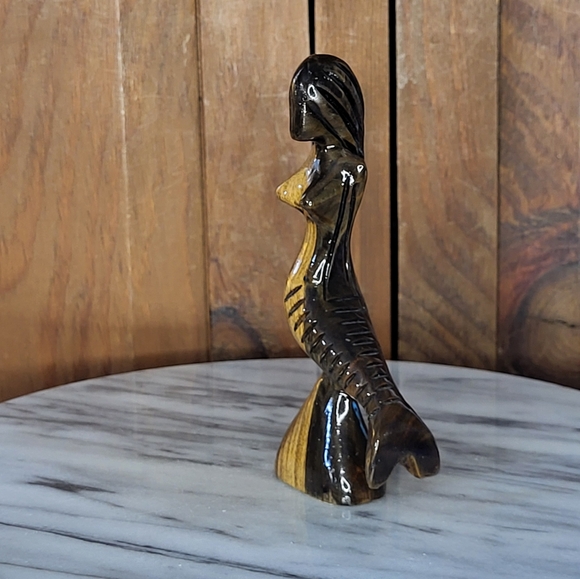 Elegant Wooden Mermaid Sculpture - Picture 10 of 11